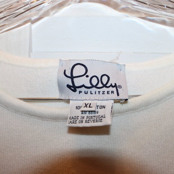 Lilly Pulitzer White Sleeveless Sweater 100% Cotton Size XL - Picture 3 of 3